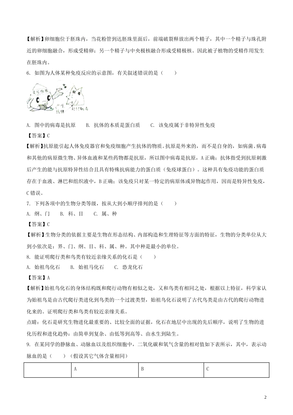 江苏省淮安市2018年中考生物真题试题（含解析）.doc_第2页