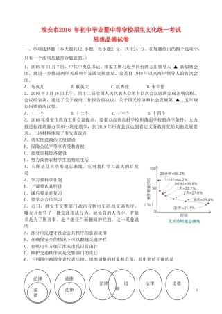 江苏省淮安市2016年中考政治真题试题（含答案）.doc
