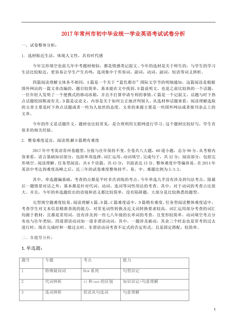 江苏省常州市2017年中考英语真题试题（含解析）.doc_第1页
