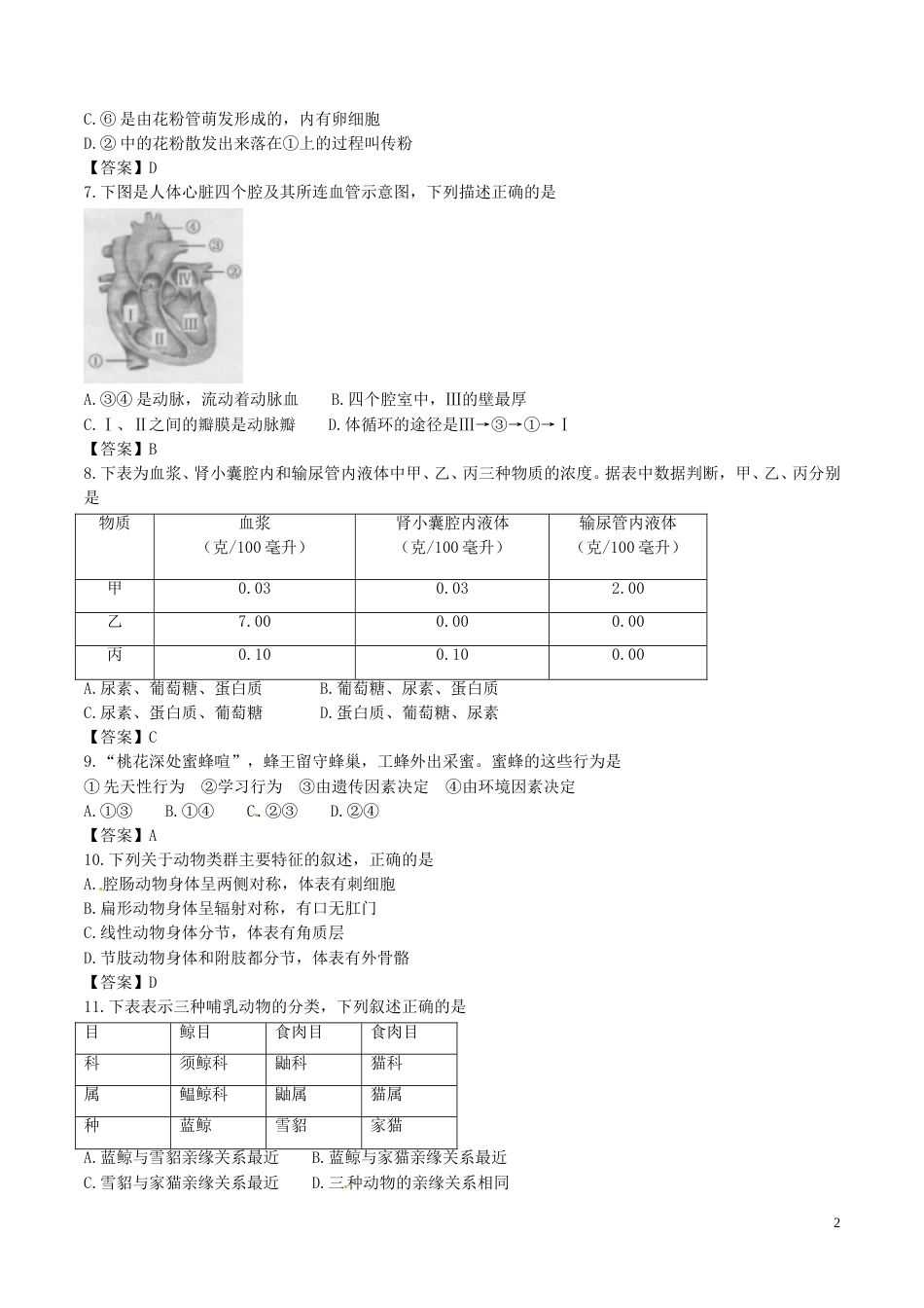 安徽省桐城市2017年中考生物真题试题（含答案）.doc_第2页