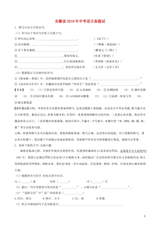 安徽省2018年中考语文真题试题（含解析）.doc