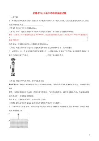 安徽省2018年中考物理真题试题（含解析）.doc