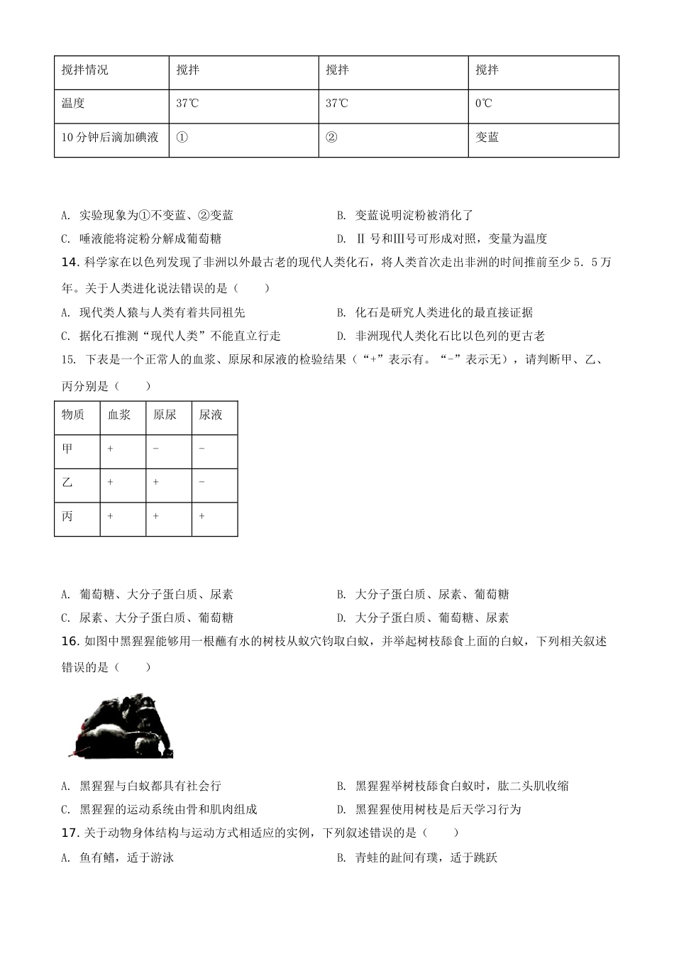广东省2020年中考生物试题（学生版）.doc_第3页