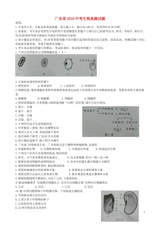 广东省2018中考生物真题试题（含答案）.doc