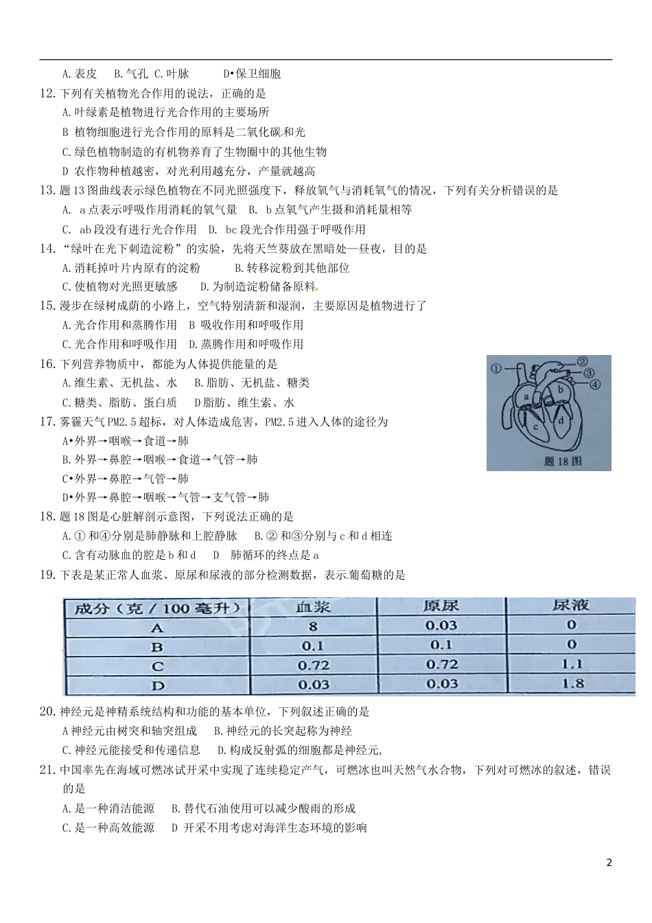 广东省2017年中考生物真题试题（含扫描答案）.doc_第2页