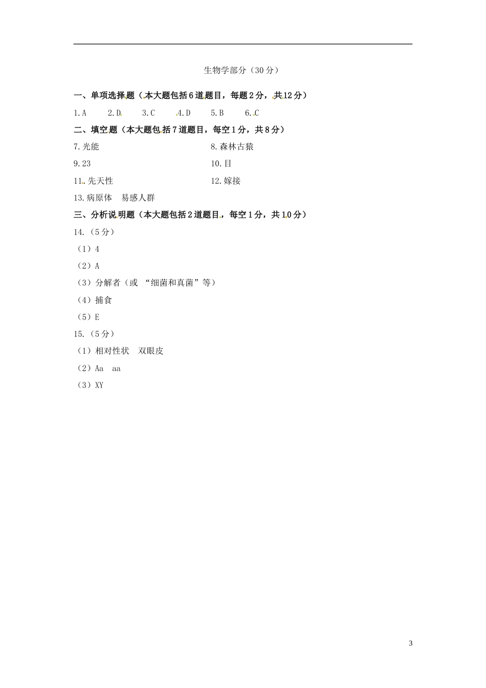 甘肃省武威市、白银市、定西市、平凉市、酒泉市、临夏州、张掖市2017年中考生物真题试题（扫描版）.doc_第3页