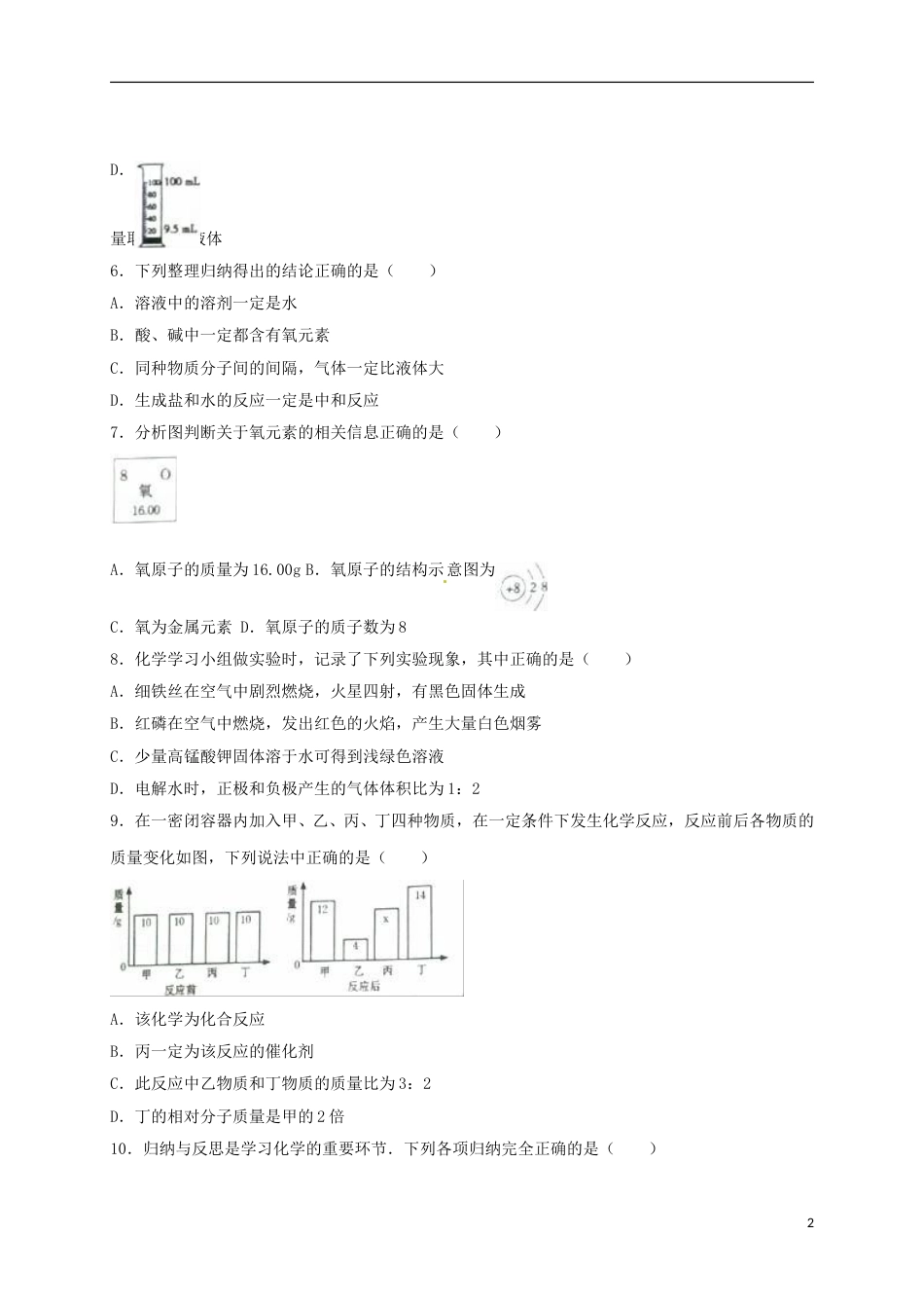 甘肃省天水市2016年中考化学真题试题（含解析）.DOC_第2页