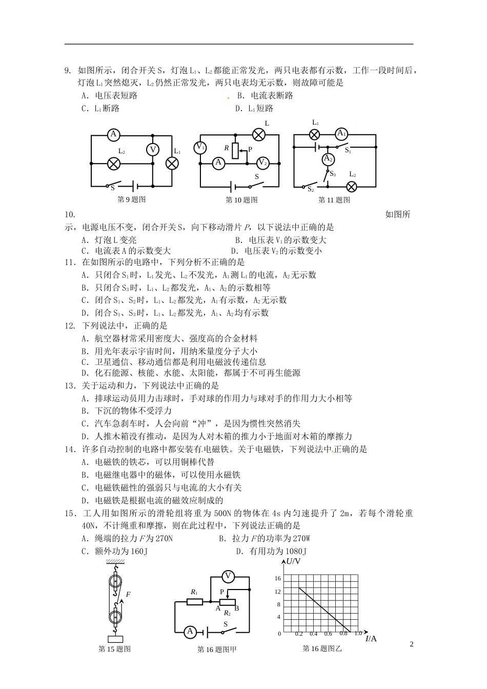 甘肃省兰州市2015年中考物理真题试题（含答案）.doc_第2页