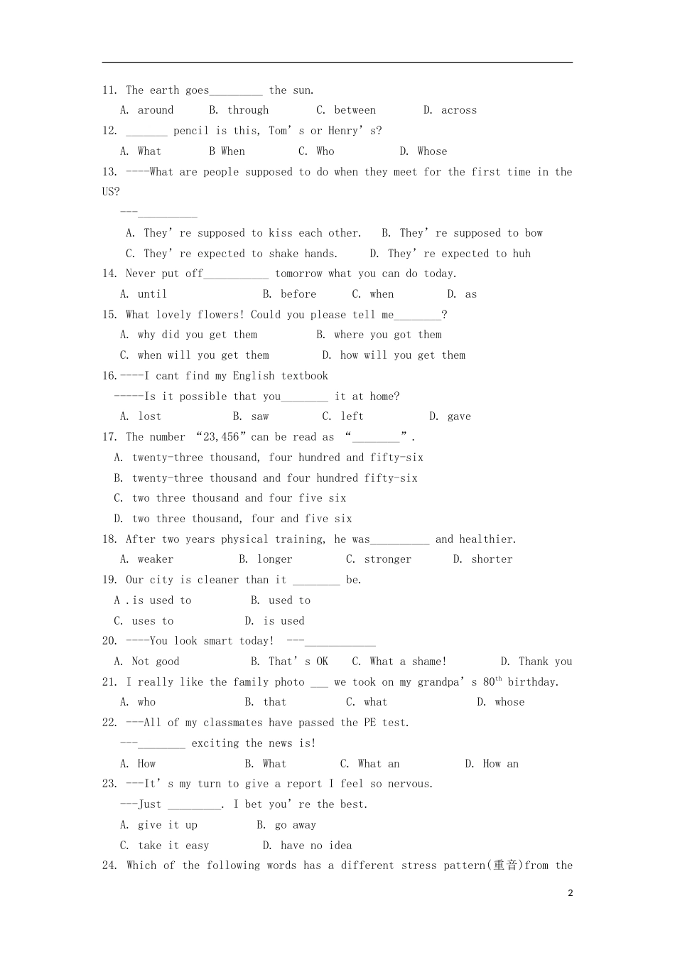 甘肃省白银市2018年中考英语真题试题（含答案）.doc_第2页