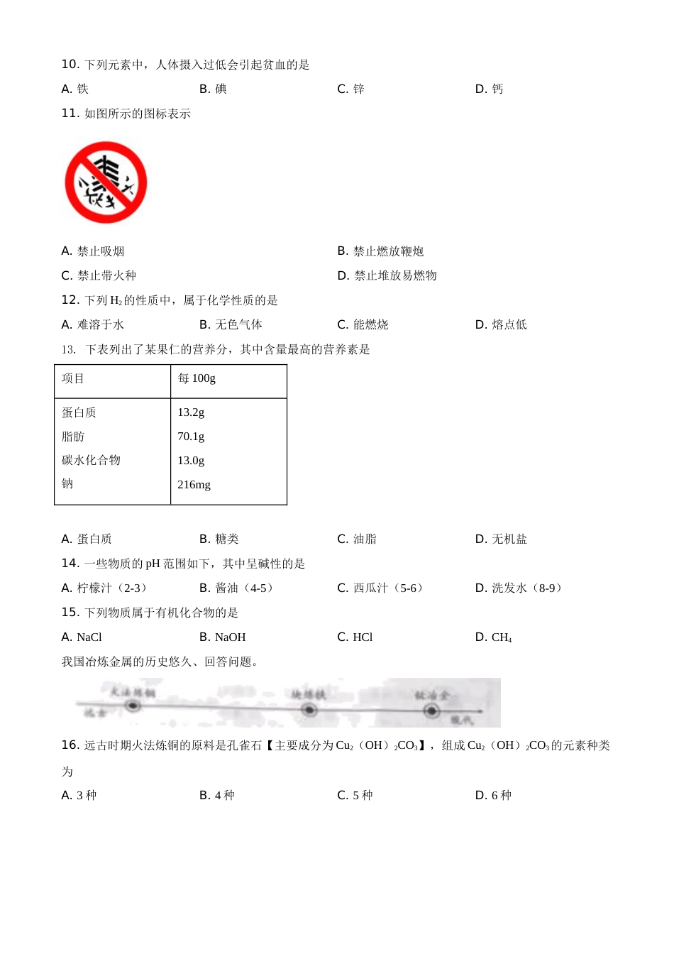 北京市2021年度中考化学真题与答案.doc_第2页