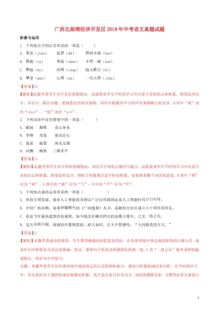 广西北部湾经济开发区2018年中考语文真题试题（含解析）.doc