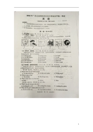 广西北部湾经济开发区2018年中考英语真题试题（扫描版，无答案）.doc