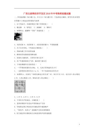 广西北部湾经济开发区2018年中考物理真题试题（含解析）.doc