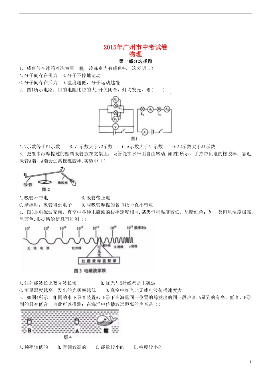 广东省广州市2015年中考物理真题试题（含扫描答案）.doc_第1页