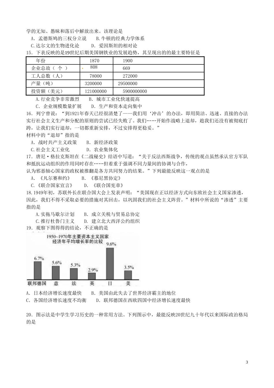 江苏省苏州市2016年中考历史真题试题（含扫描答案）.doc_第3页