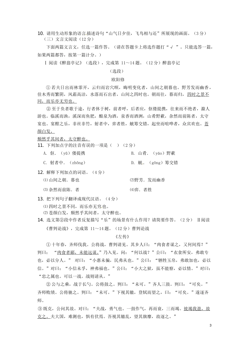 海南省2016年中考语文真题试题（含答案）.doc_第3页