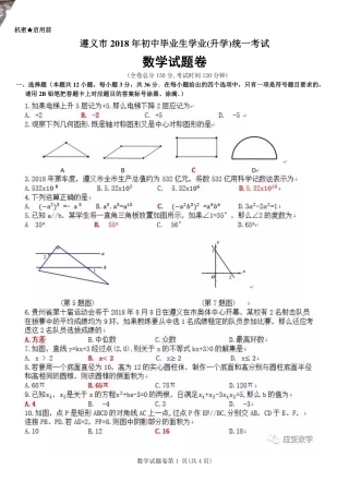 贵州省遵义市2018年中考数学真题试题（含答案）.pdf
