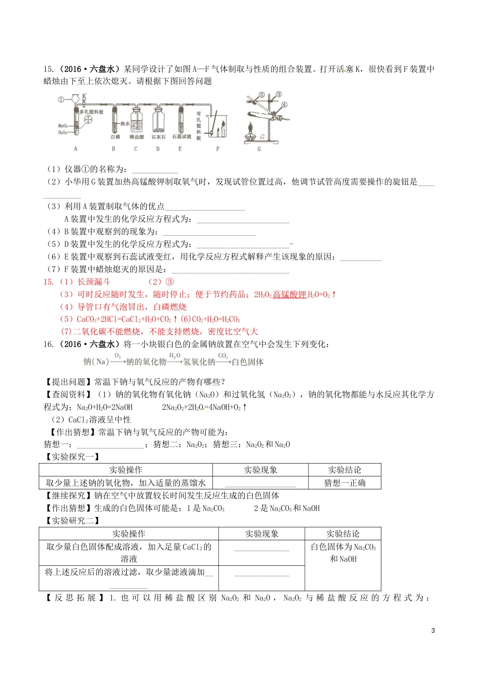 贵州省六盘水市2016年中考理综（化学部分）真题试题（含答案）.DOC_第3页