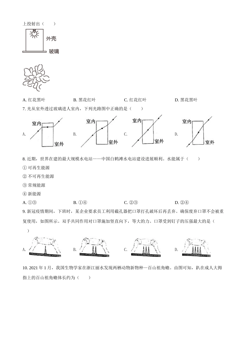 精品解析：2021年江苏省常州市中考物理试题（原卷版）.doc_第2页