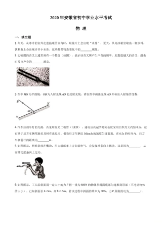 精品解析：2020年安徽省中考物理试题（原卷版）.doc