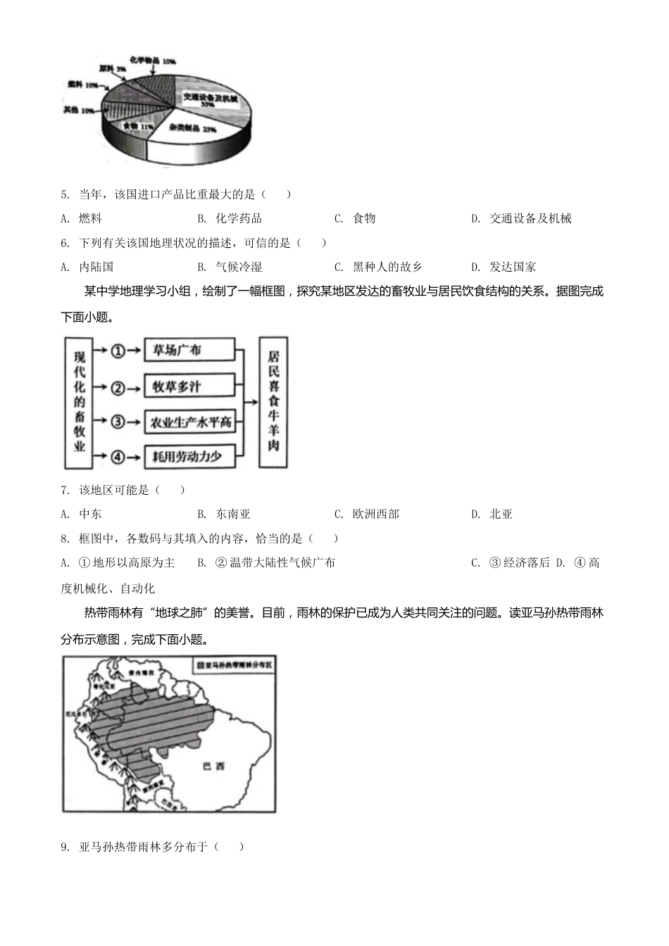 精品解析：2022年湖南省岳阳市中考地理真题（原卷版）.docx_第2页