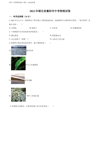 精品解析：2022年湖北省襄阳市中考物理真题（原卷版）.docx