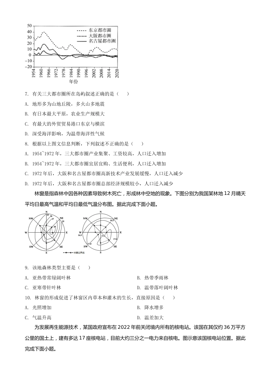 精品解析：2022年内蒙古呼和浩特市中考地理真题（原卷版）.docx_第3页
