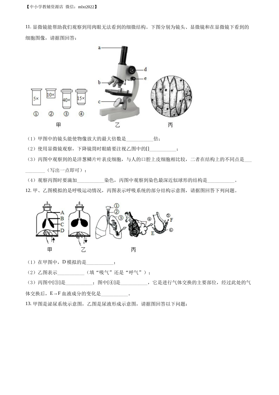 精品解析：2022年辽宁省本溪市中考生物真题（原卷版）.docx_第2页