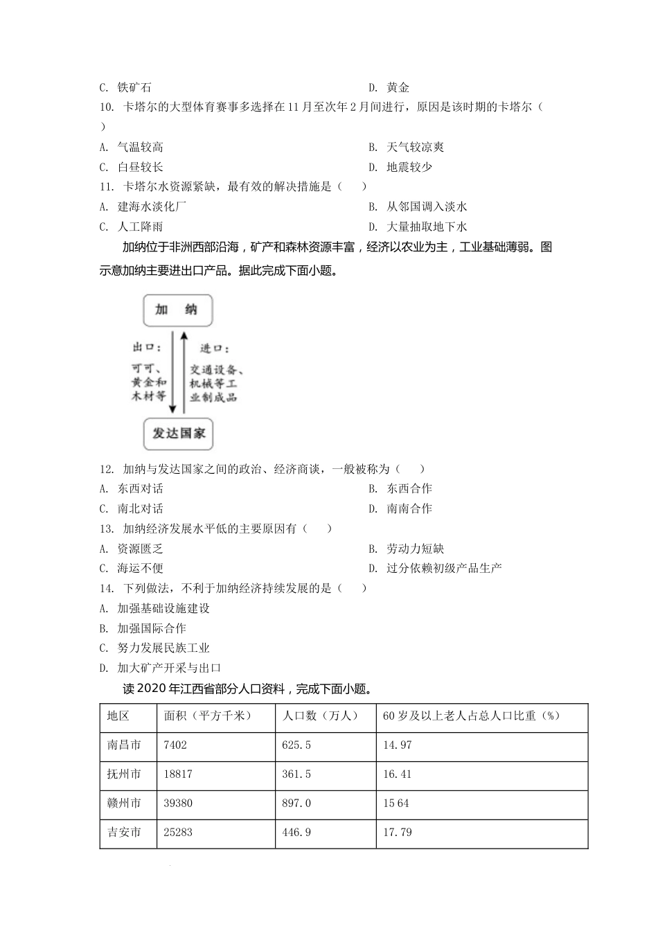 精品解析：2022年江西省中考地理真题（原卷版）.docx_第3页