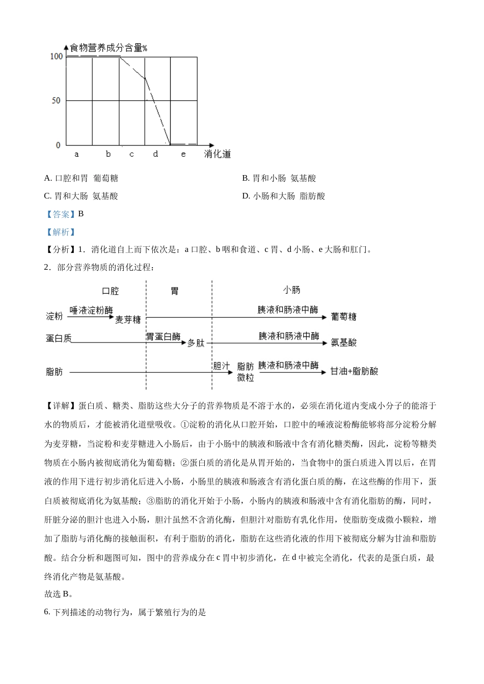 精品解析：2022年江苏省泰州市中考生物真题（解析版）.docx_第3页