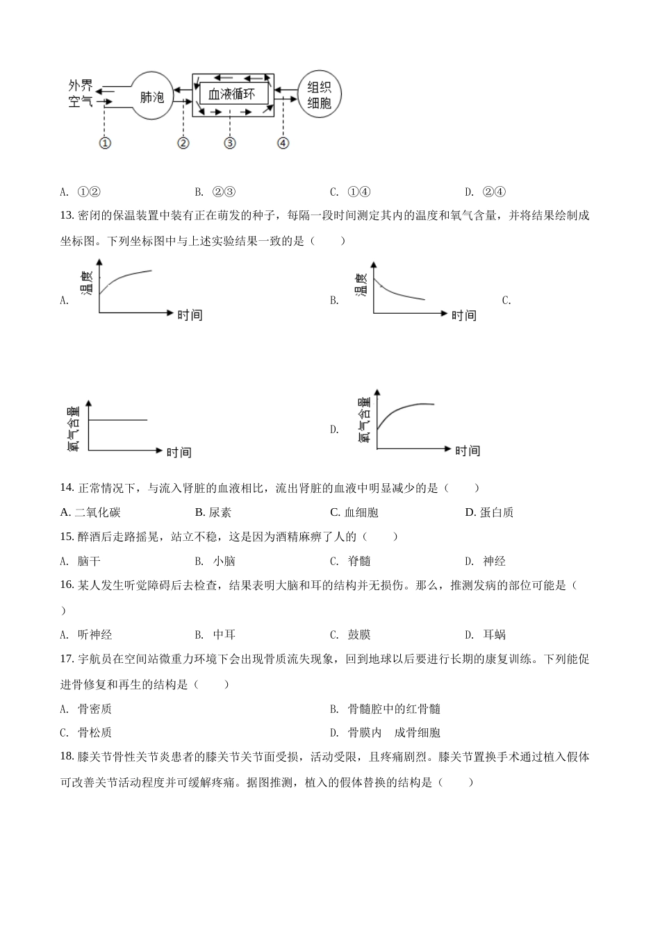 精品解析：2022年江苏省苏州市中考生物真题（原卷版）.docx_第3页