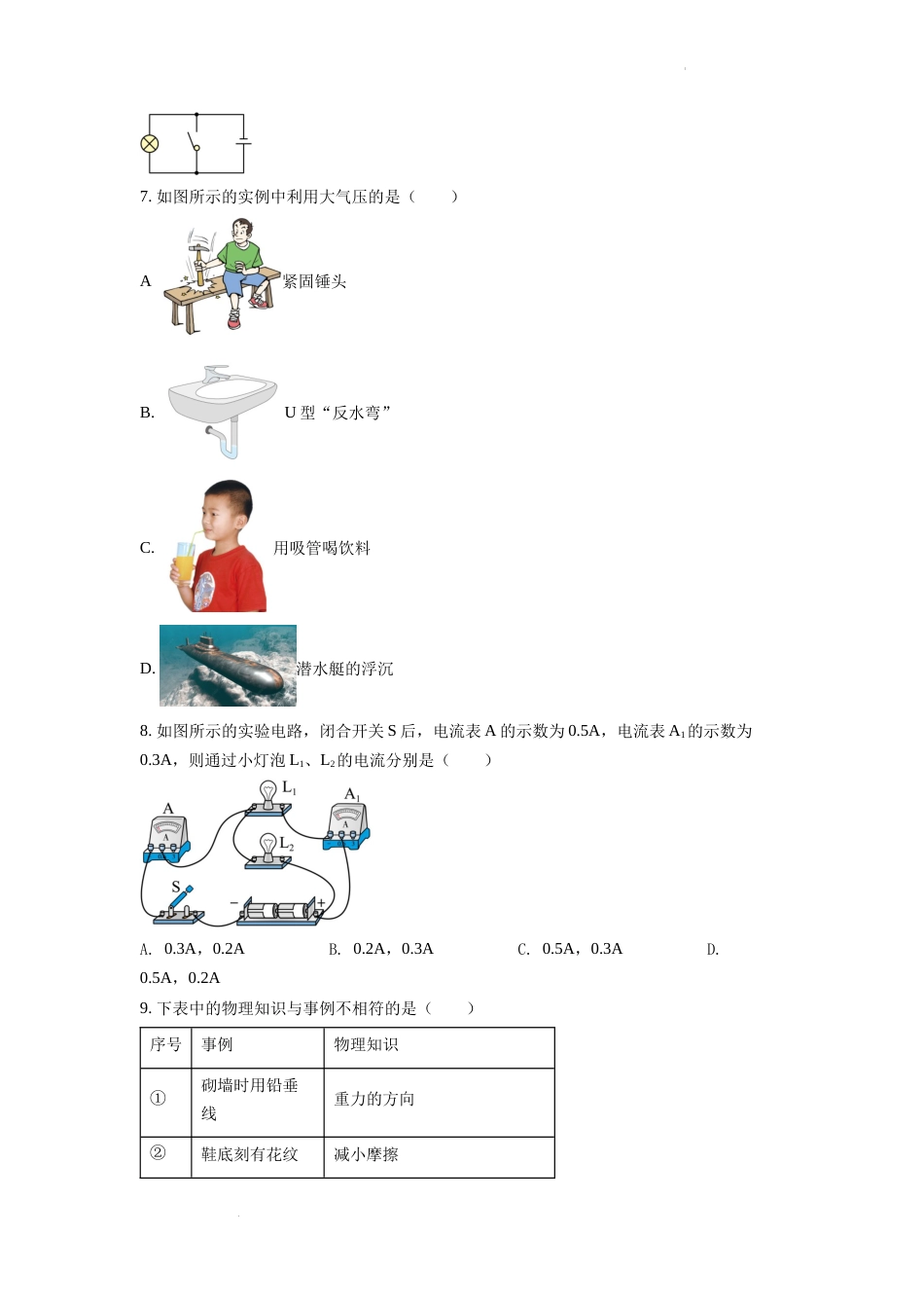精品解析：2022年天津市中考物理试题（原卷版）.docx_第2页