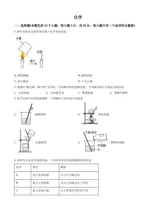 精品解析：2022年四川省成都市中考化学真题（原卷版）.docx