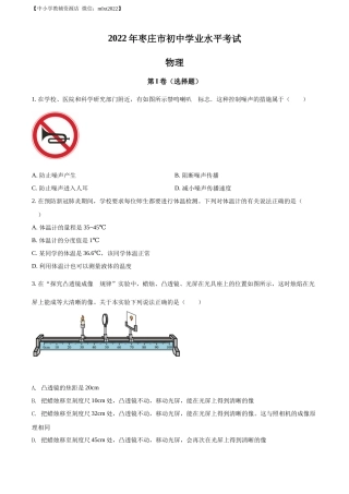 精品解析：2022年山东省枣庄市中考物理试题（原卷版）(1).docx