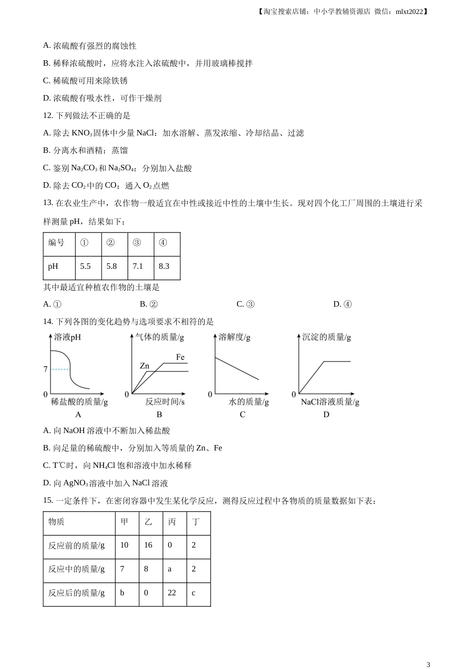 精品解析：2023年湖南省郴州市中考化学真题（原卷版）.docx_第3页