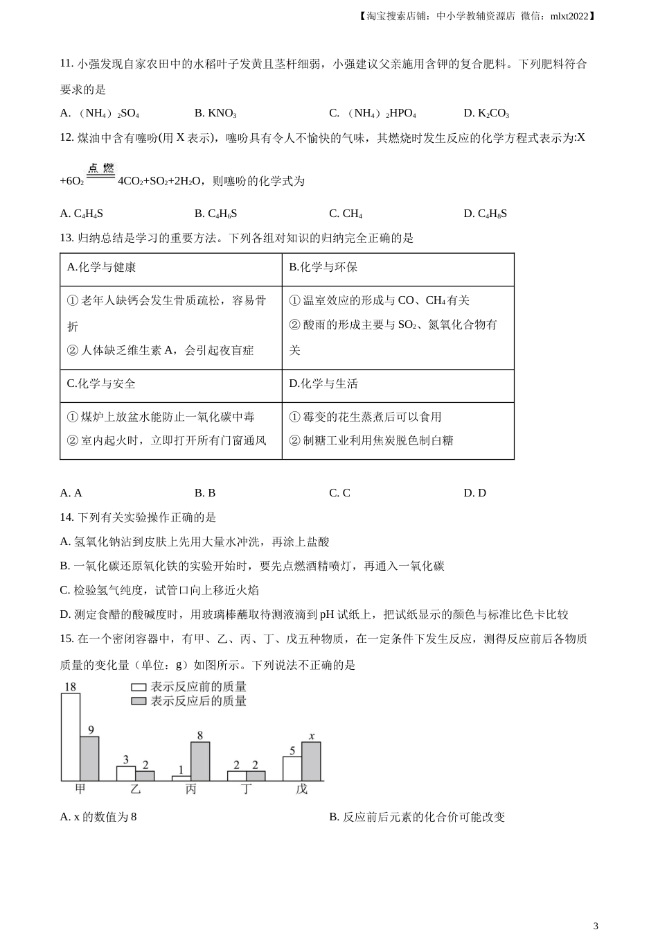 精品解析：2023年黑龙江省龙东地区中考化学真题（原卷版）.docx_第3页