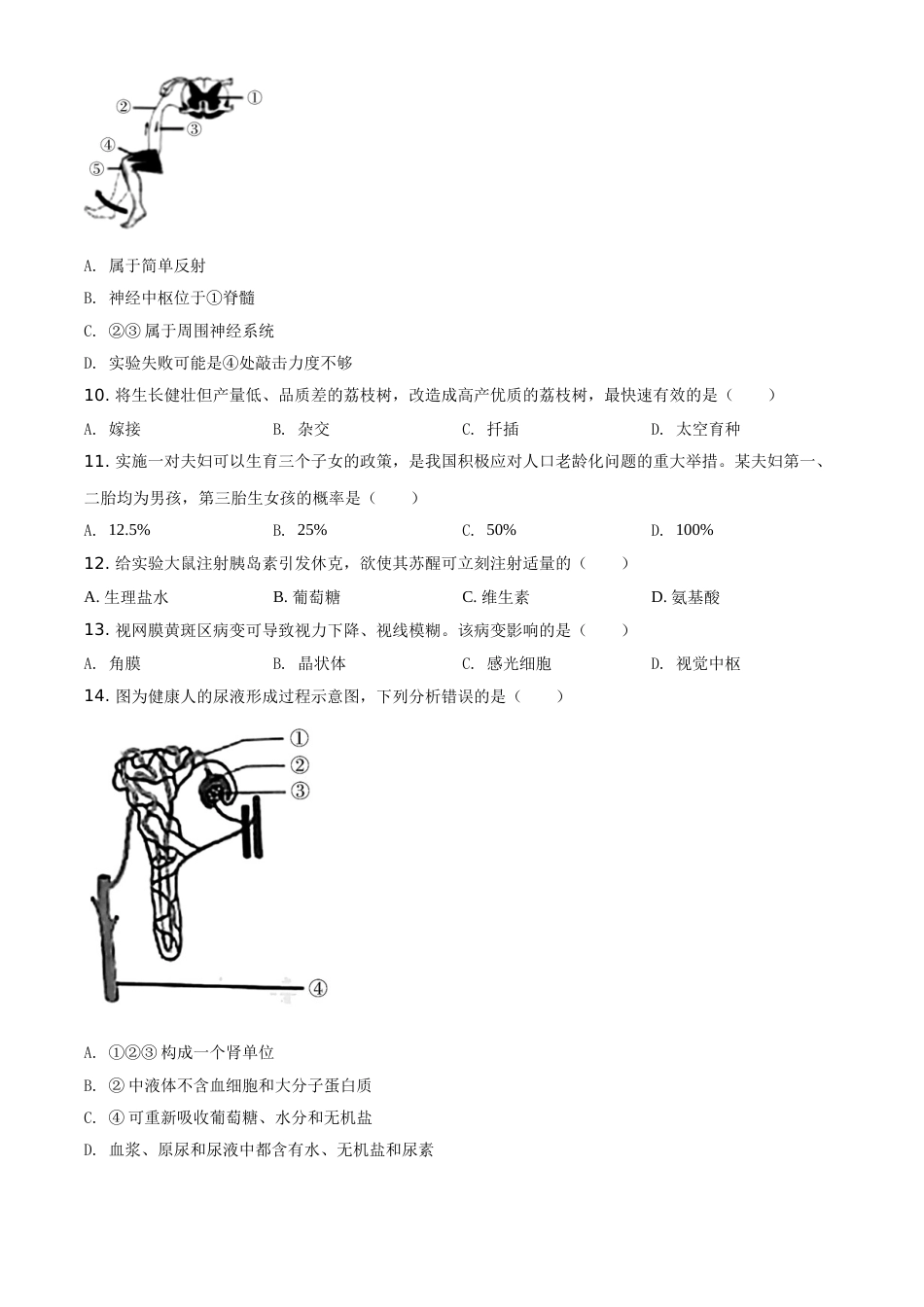 精品解析：广东省2021年中考生物试题（原卷版）.doc_第3页