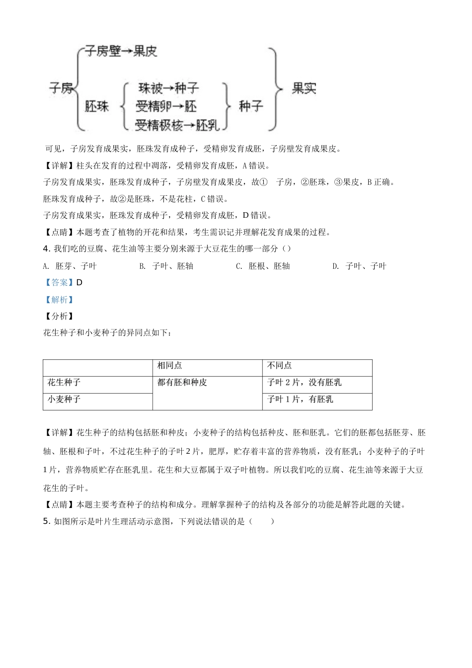 精品解析：甘肃省兰州市2020年中考生物试题（A）（解析版）.doc_第3页