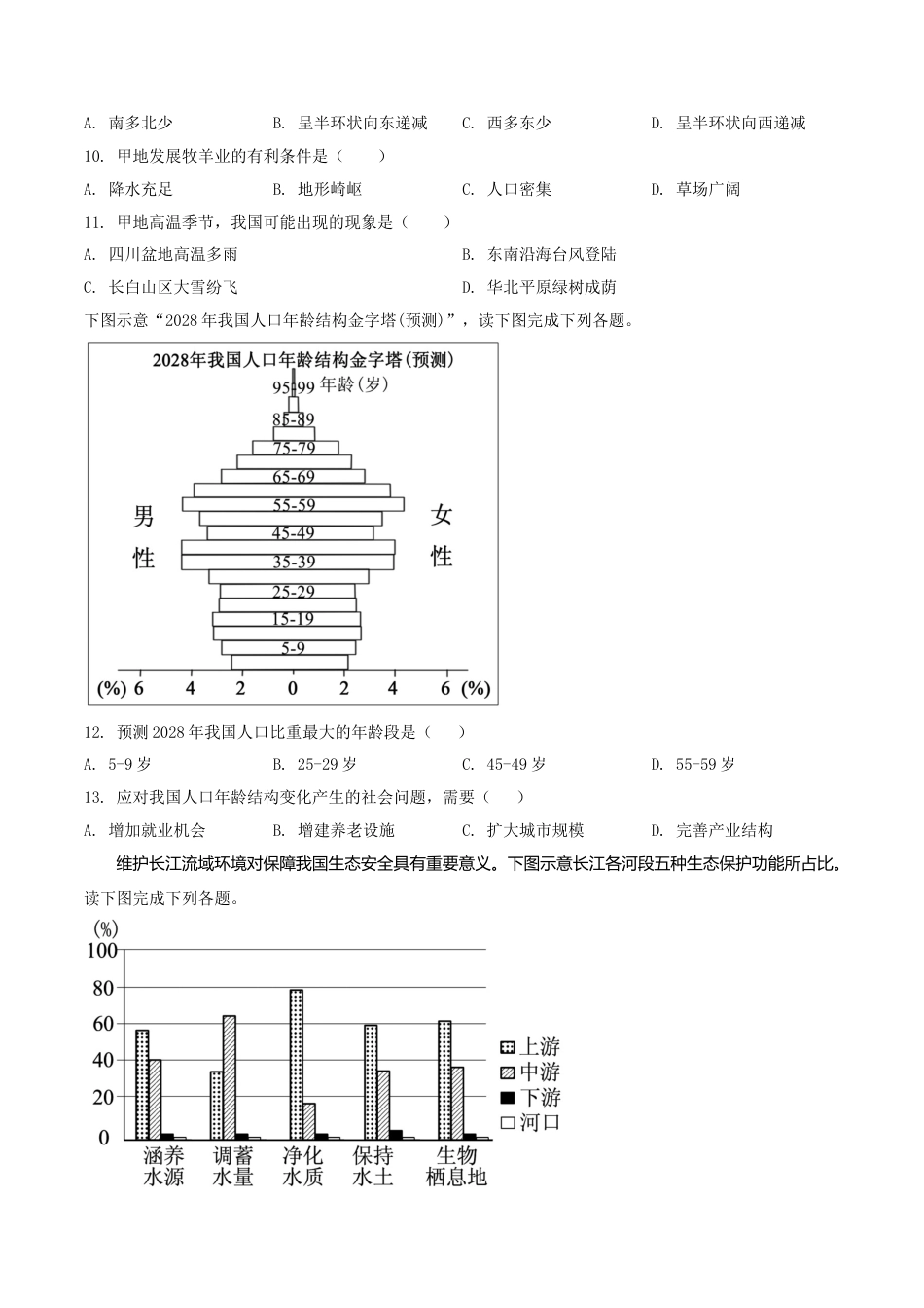 精品解析：福建省2019年中考地理试题（原卷版）.doc_第3页