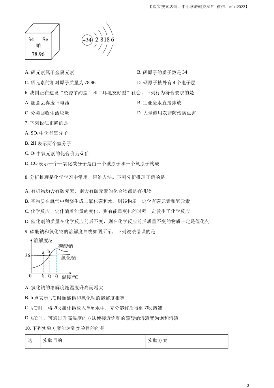 精品解析：2023年新疆中考化学真题（原卷版）.docx_第2页