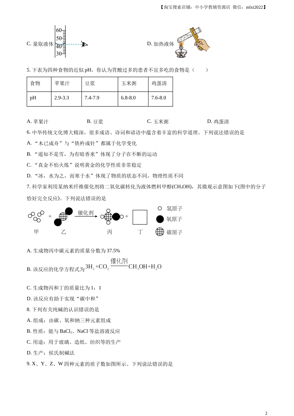 精品解析：2023年四川省眉山市中考化学真题（原卷版）.docx_第2页