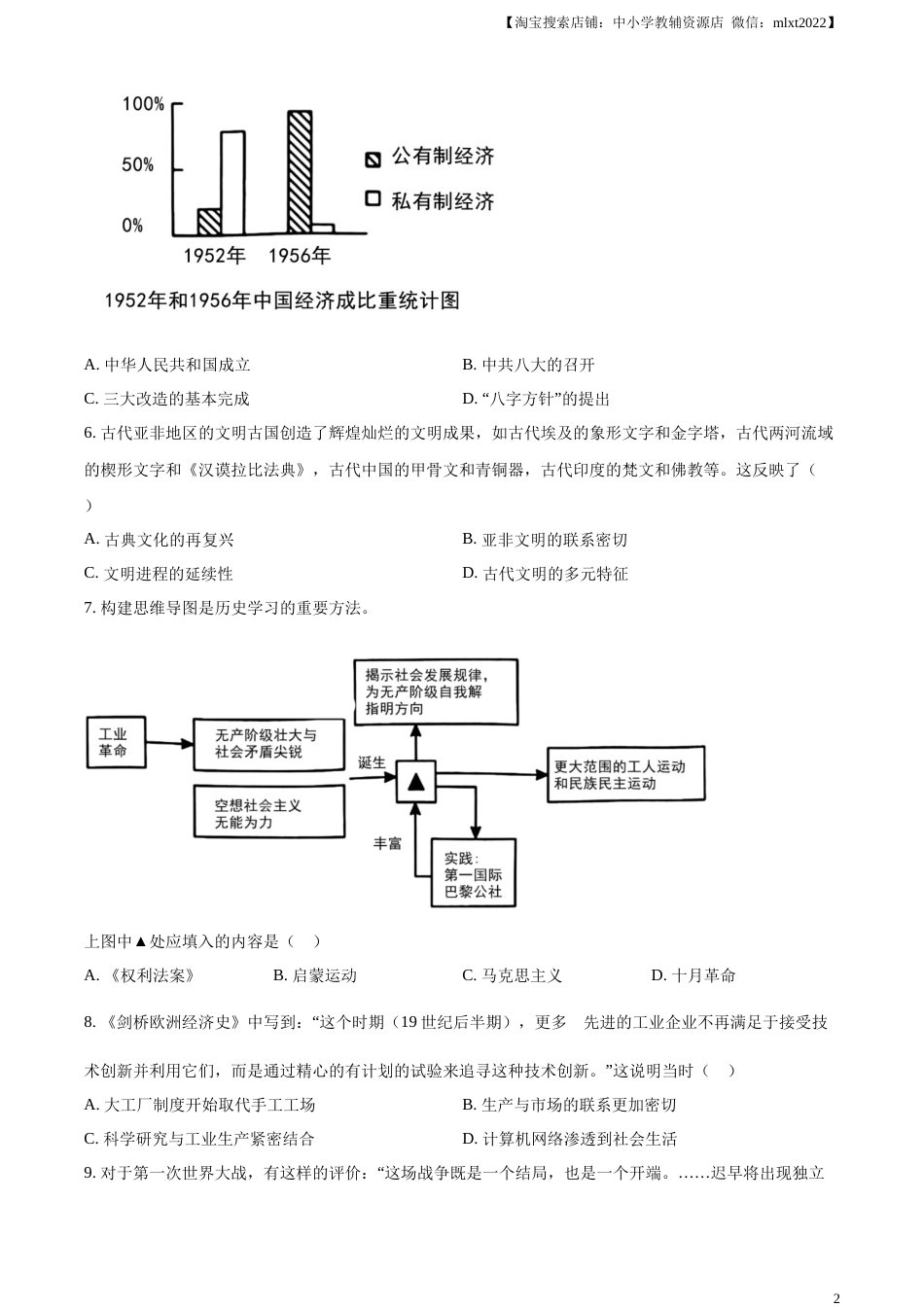精品解析：2023年四川省泸州市中考历史真题（原卷版）.docx_第2页