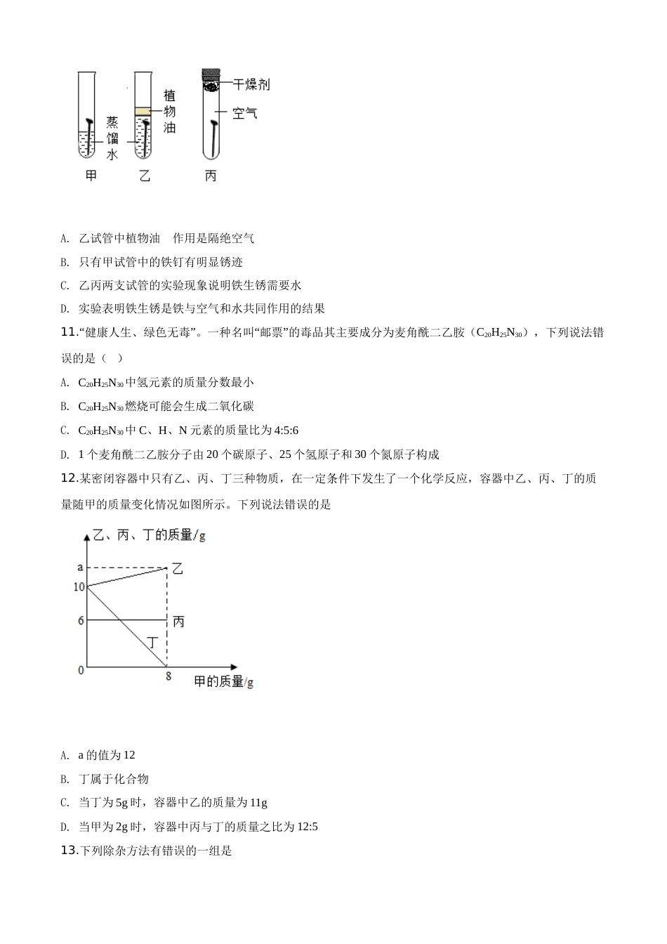 精品解析：湖北省宜昌市2020年中考化学试题（原卷版）.doc_第3页