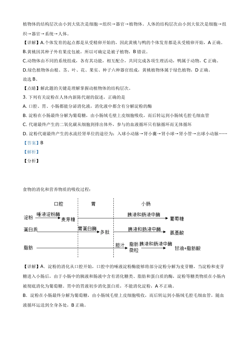 精品解析：湖南省株洲市2020年中考生物试题（解析版）.doc_第2页