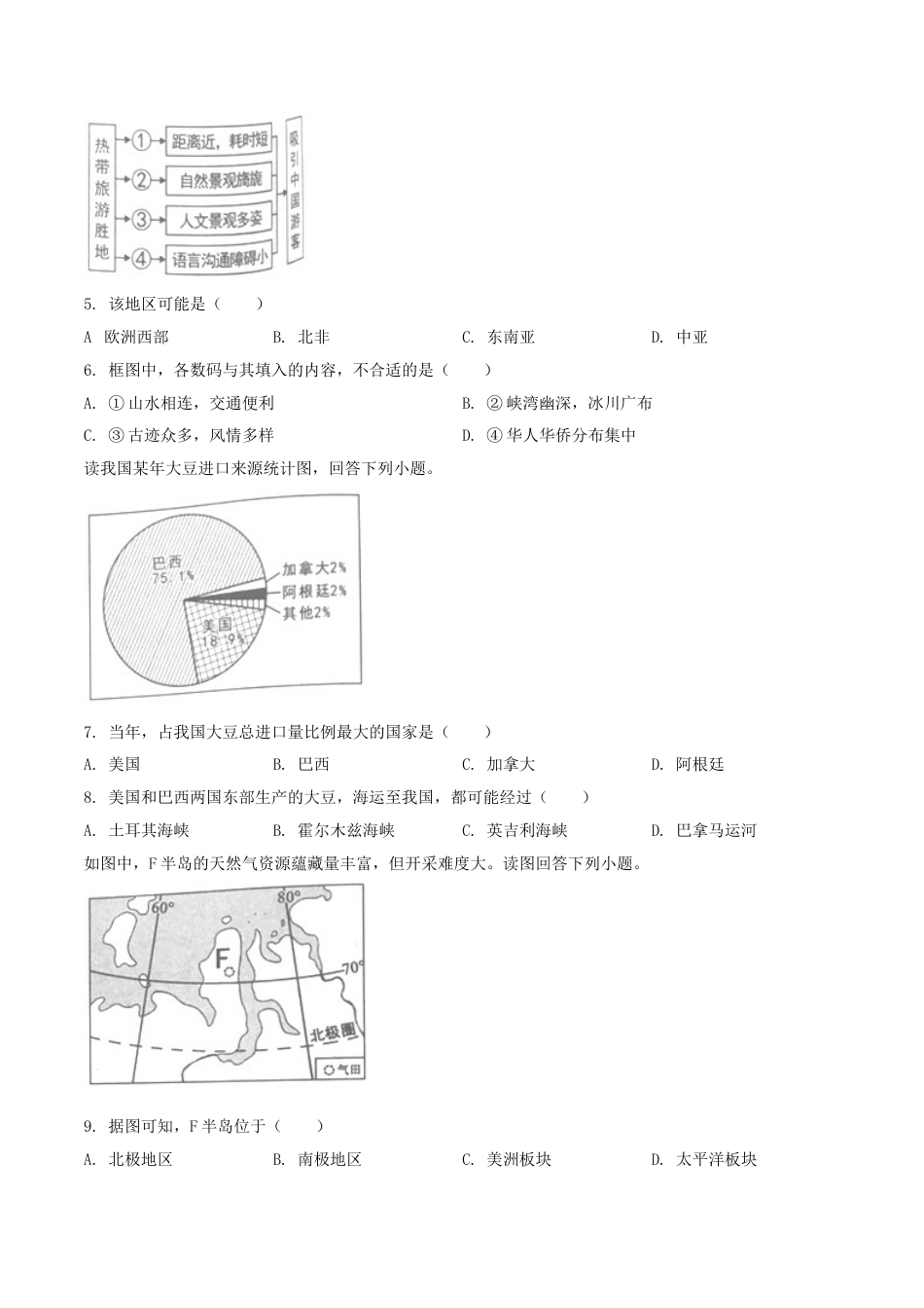 精品解析：湖南省岳阳市2019年中考地理试题（原卷版）.doc_第2页
