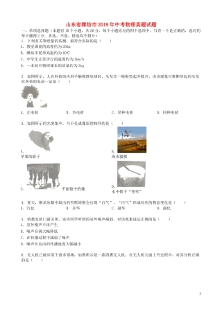 2019年山东潍坊市中考物理真word版含答案.docx