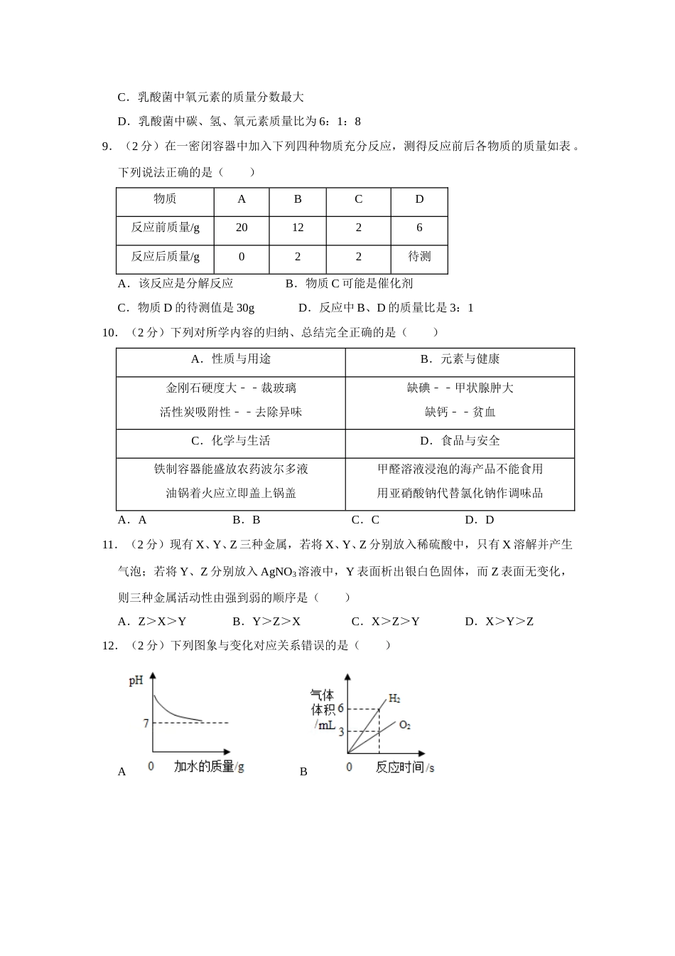 2019年青海省中考化学试卷（省卷）（含解析版）.doc_第2页