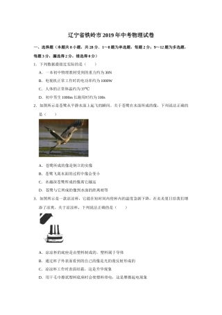2019年辽宁省铁岭市中考物理试题（空白卷）.docx