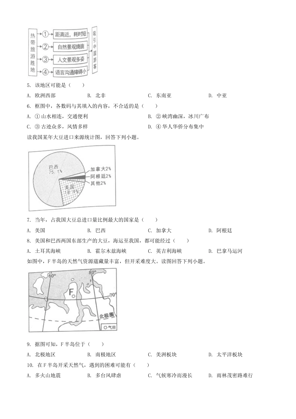 2019年湖南省岳阳市中考地理试题（原卷版）.doc_第2页