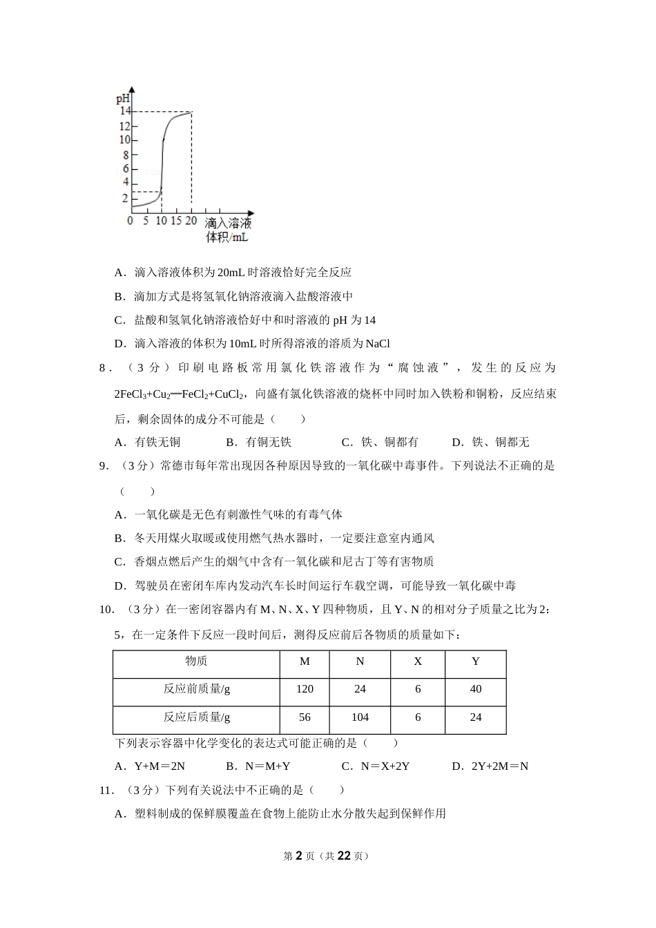 2019年湖南省常德市中考化学试卷及解析.doc_第2页